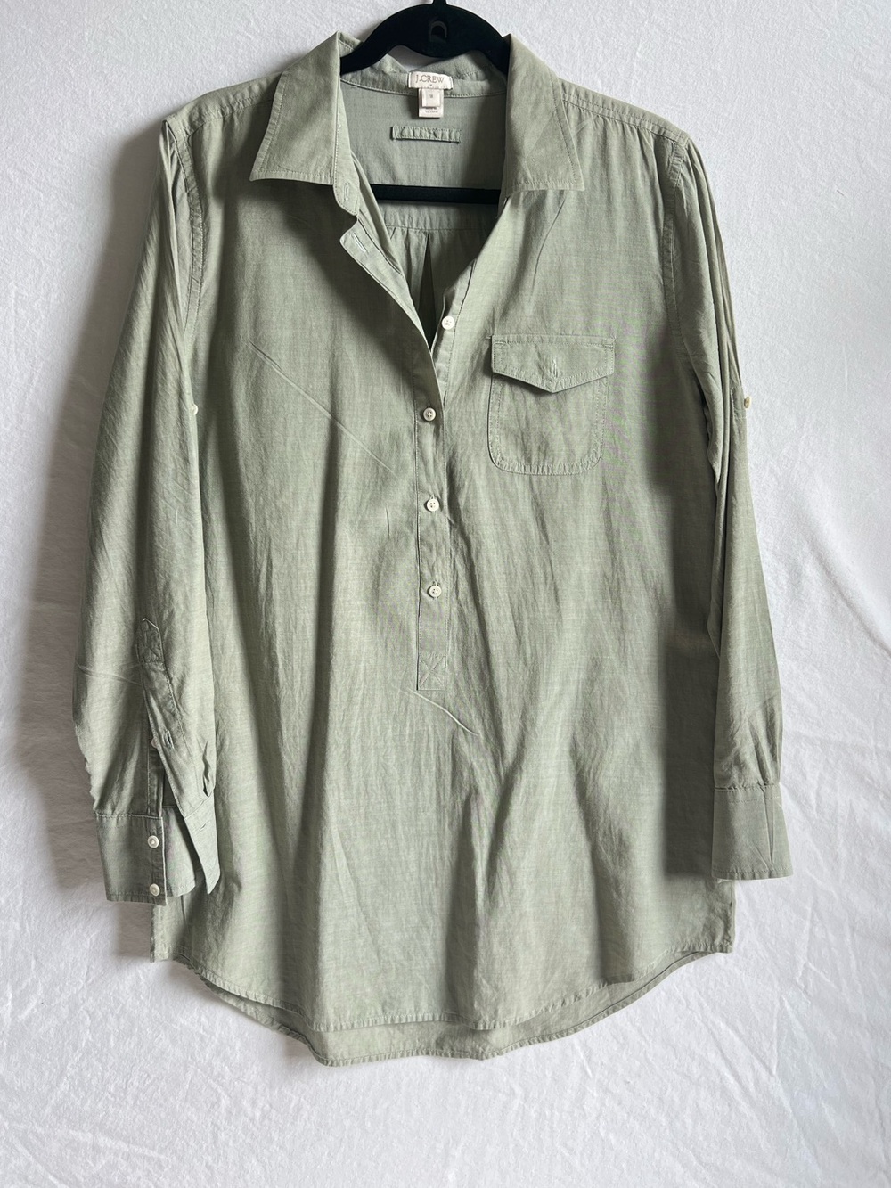 J. Crew Sage Green Long-Sleeve Button-Front Casual Shirt